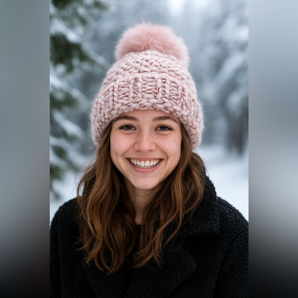 Express Soft Pink Chunky Knit Hat